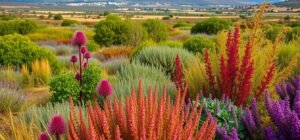 Bonita imagen de ia de un campo con preciosas plantas