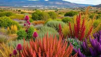 Bonita imagen de ia de un campo con preciosas plantas