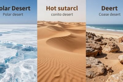 Comparación de diferentes tipos de desiertos: polar, subtropical y costero