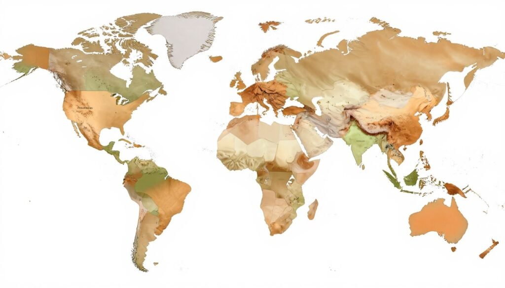 Mapa mundial mostrando la ubicación de los desiertos más grandes del mundo Mapa mundial mostrando la ubicación de los desiertos más grandes del mundo