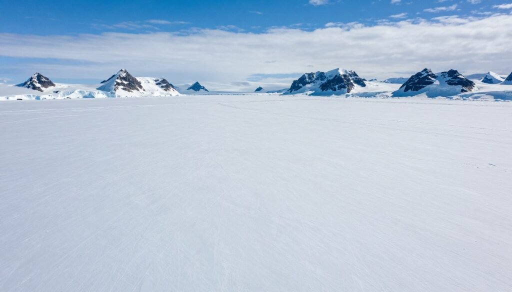 Paisaje del desierto Antártico mostrando vastas extensiones de hielo Paisaje del desierto Antártico mostrando vastas extensiones de hielo