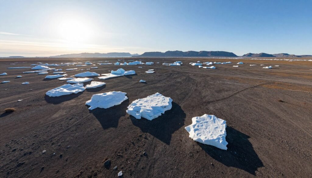 Paisaje del desierto Ártico con tundra y hielo Paisaje del desierto Ártico con tundra y hielo