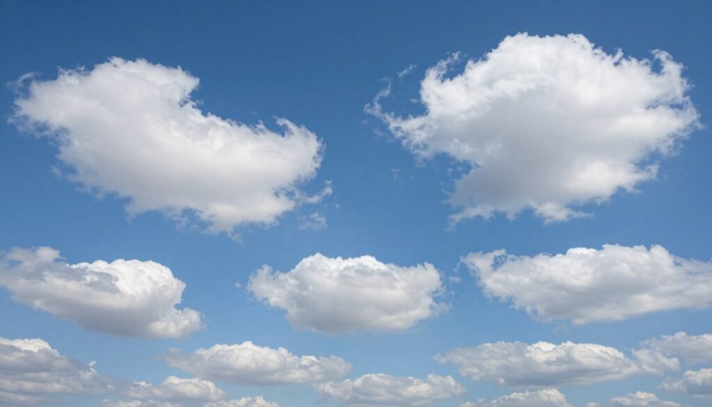 Clases de nubes sobre un cielo azul