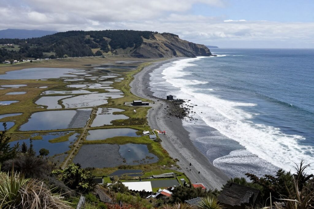 Costa del sur de Chile tras el terremoto Valdivia de 1960 Costa del sur de Chile tras el terremoto Valdivia de 1960