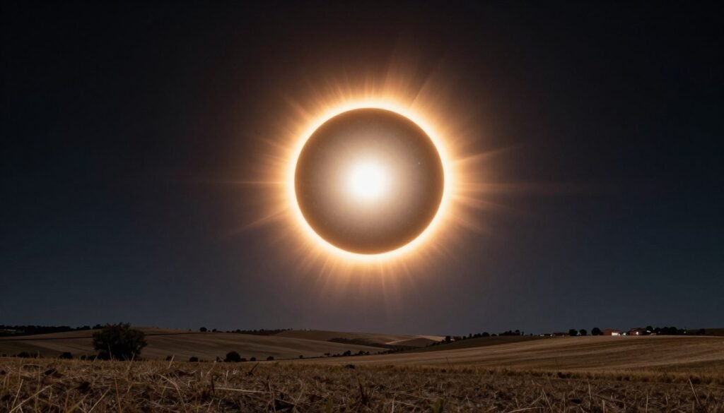 Eclipse solar sobre el horizonte