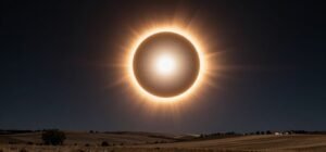 Eclipse solar sobre el horizonte