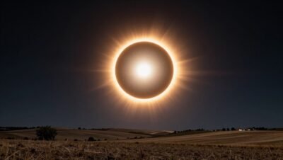 Eclipse solar sobre el horizonte
