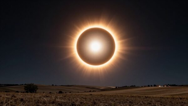 Eclipse solar sobre el horizonte