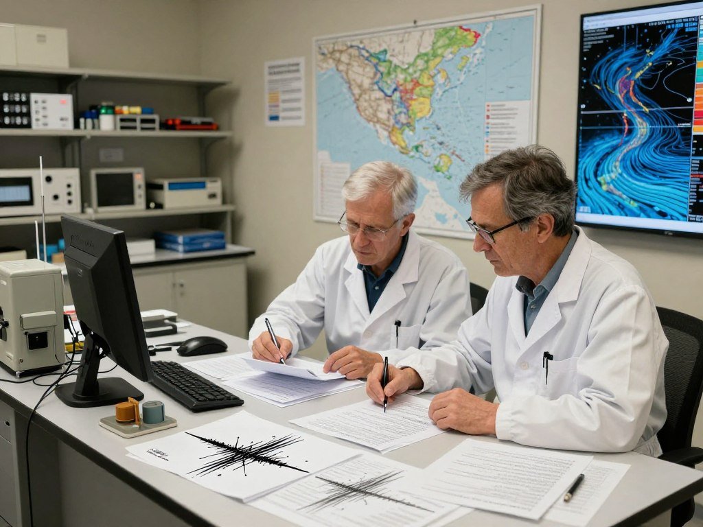 Investigadores comparando registros de terremotos históricos Investigadores comparando registros de terremotos históricos