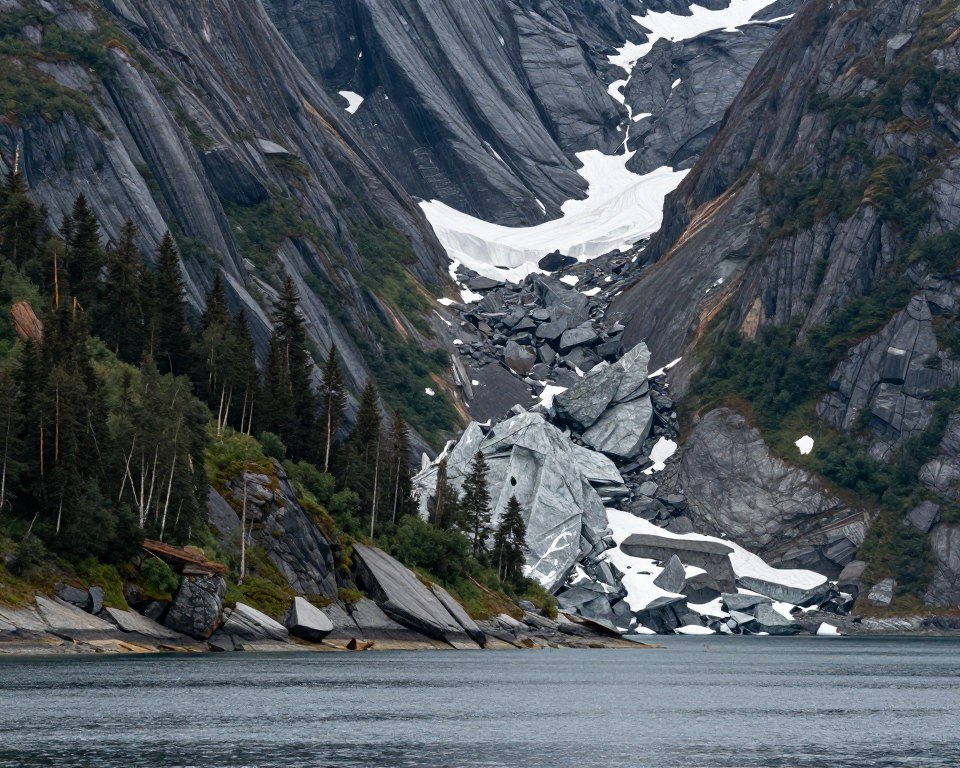 Litoral de Alaska con cambios de relieve causados por un terremoto Litoral de Alaska con cambios de relieve causados por un terremoto