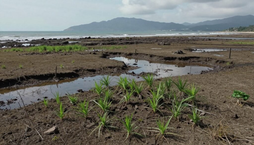 Paisaje natural recuperándose después de uno de Los terremotos mas grandes de la historia Paisaje natural recuperándose después de uno de Los terremotos mas grandes de la historia