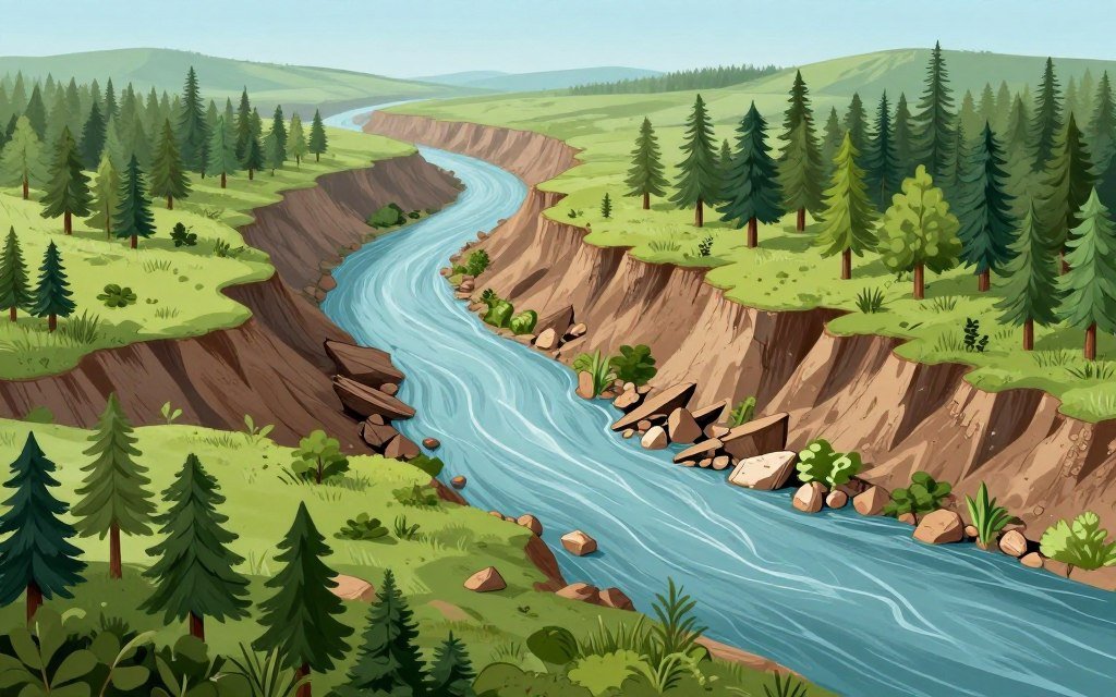 Río y hábitat forestal alterados por un terremoto Río y hábitat forestal alterados por un terremoto